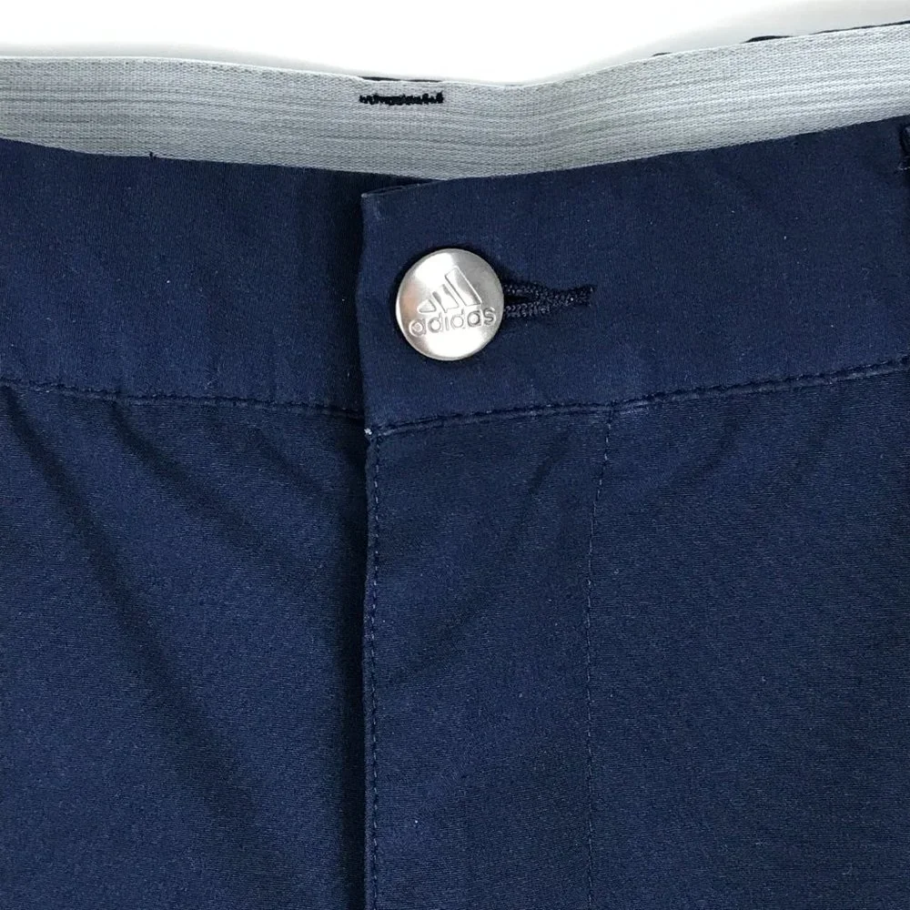 Adidas Flat Front Chino Shorts Men's Size 30 Navy Blue Polyester Blend Pockets - Picture 4 of 11